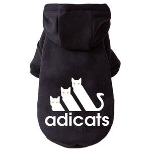 Cat Hoodie - Fleece Lined - Black - Size Medium